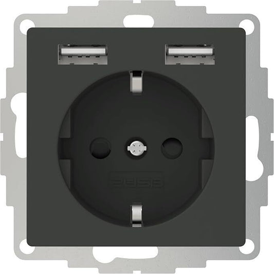 2USB 2U-449351 Unterputz-Steckdose VDE, mit USB Anthrazit