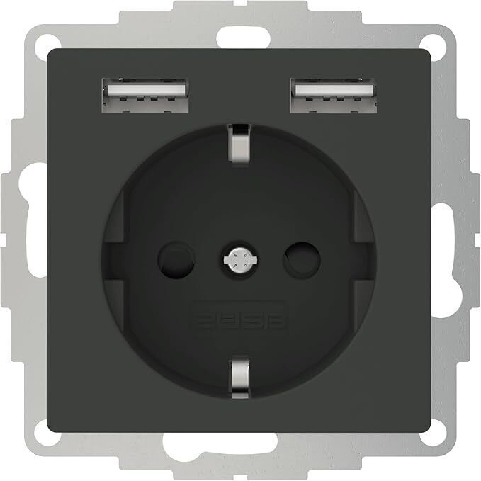 2USB 2U-449351 Unterputz-Steckdose VDE, mit USB Anthrazit