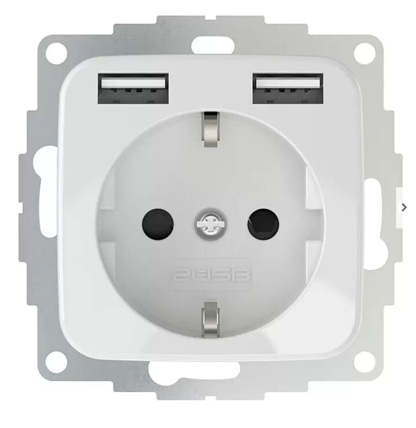 USB-Steckdose 1-fach, Reinweiß, Kunststoff, 2 USB-Anschlüsse