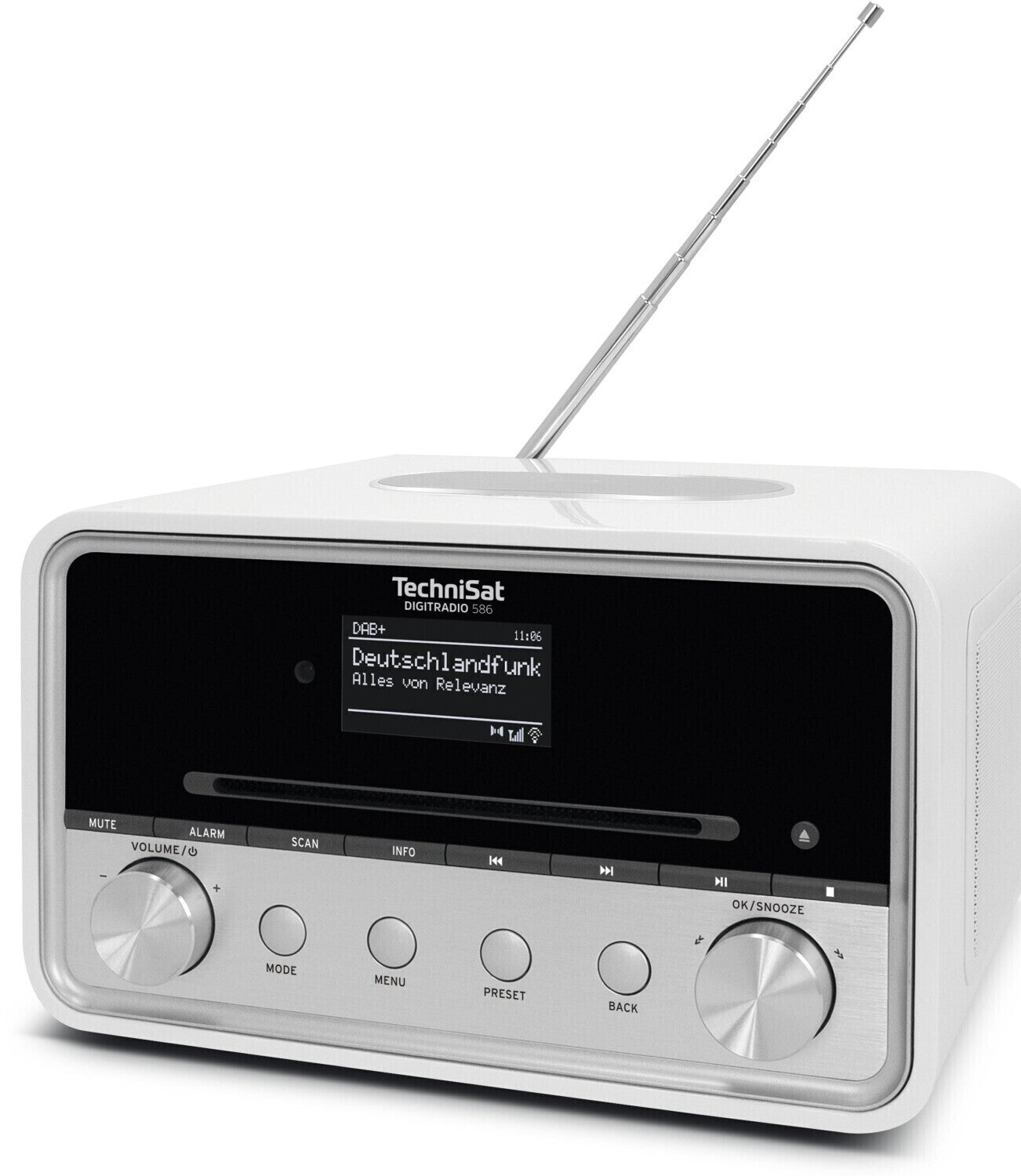 TechniSat DIGITRADIO 586 – DAB+/FM, WLAN, CD, Bluetooth, Spotify, Weiß/Silber