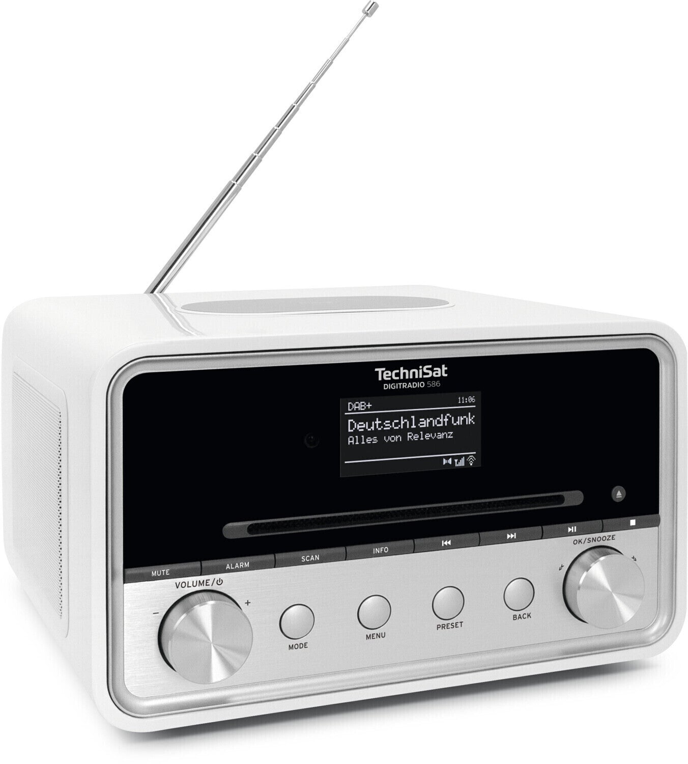 TechniSat DIGITRADIO 586 – DAB+/FM, WLAN, CD, Bluetooth, Spotify, Weiß/Silber