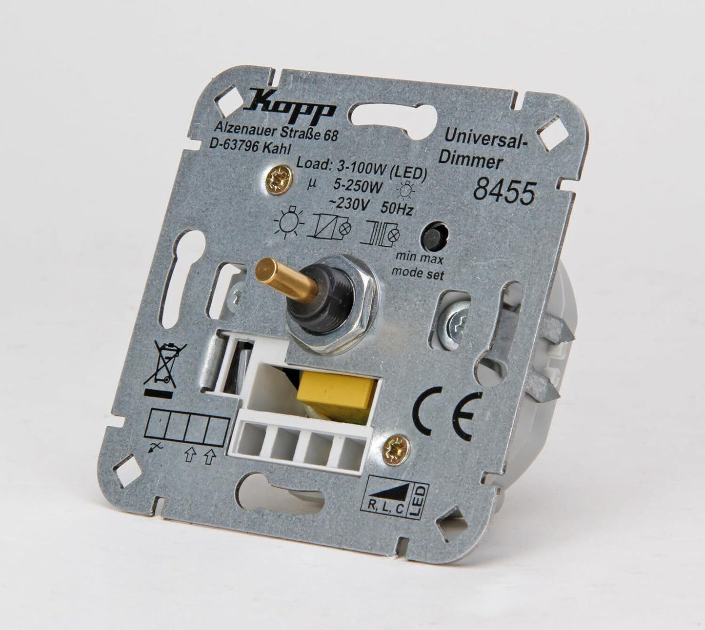 Kopp Universal Druckwechsel-Dimmer 845500181 – LED 3–100 W, Phasenan/-abschnitt