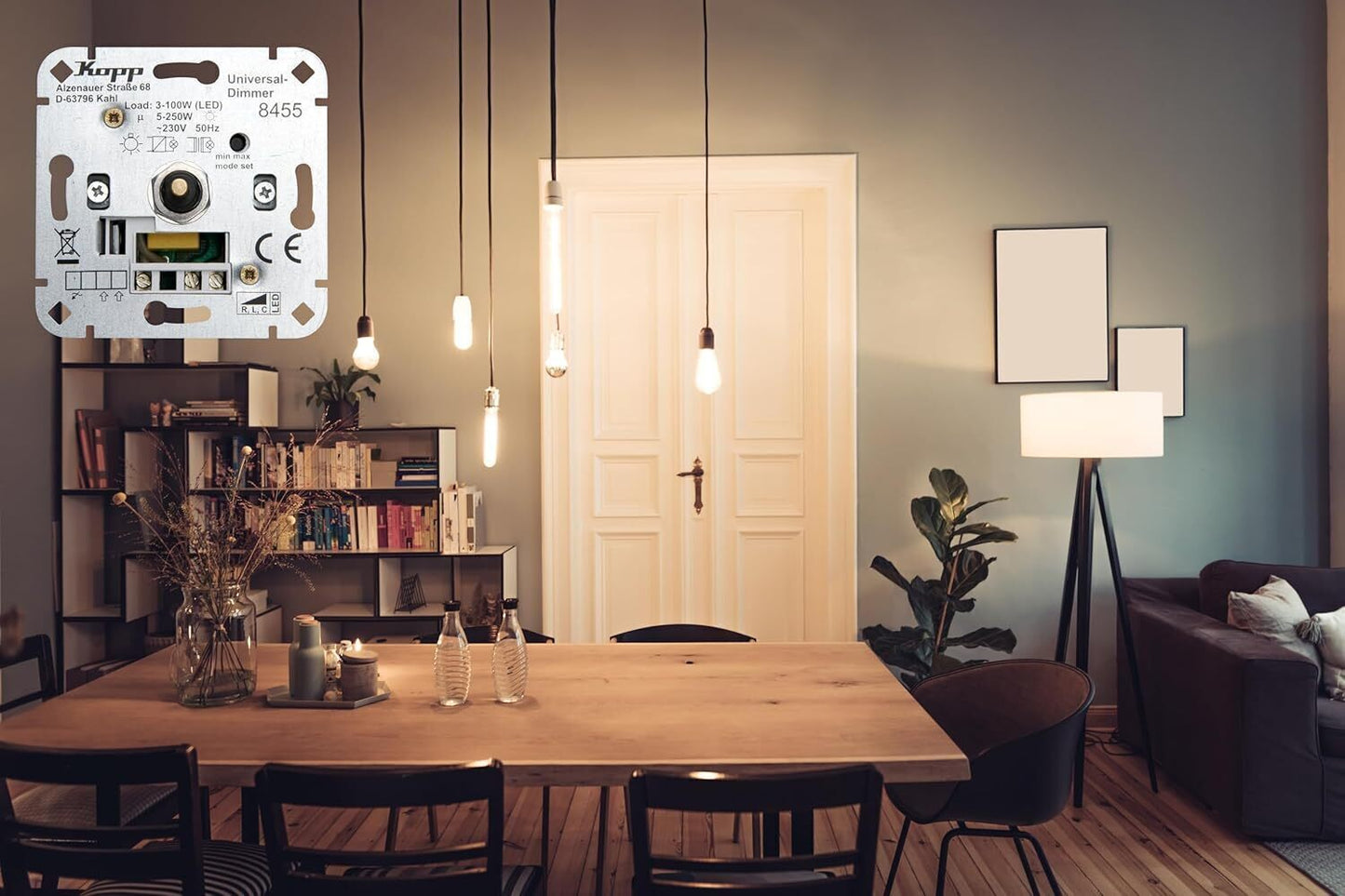 Kopp Universal Druckwechsel-Dimmer 845500181 – LED 3–100 W, Phasenan/-abschnitt