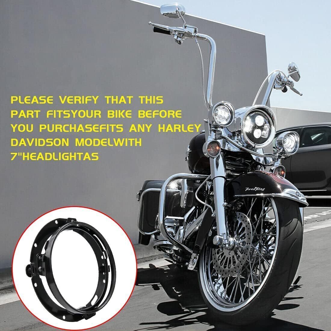 7 Zoll LED Scheinwerfer Haltering für Harley Davidson – Schwarz, SKUNTUGUANG