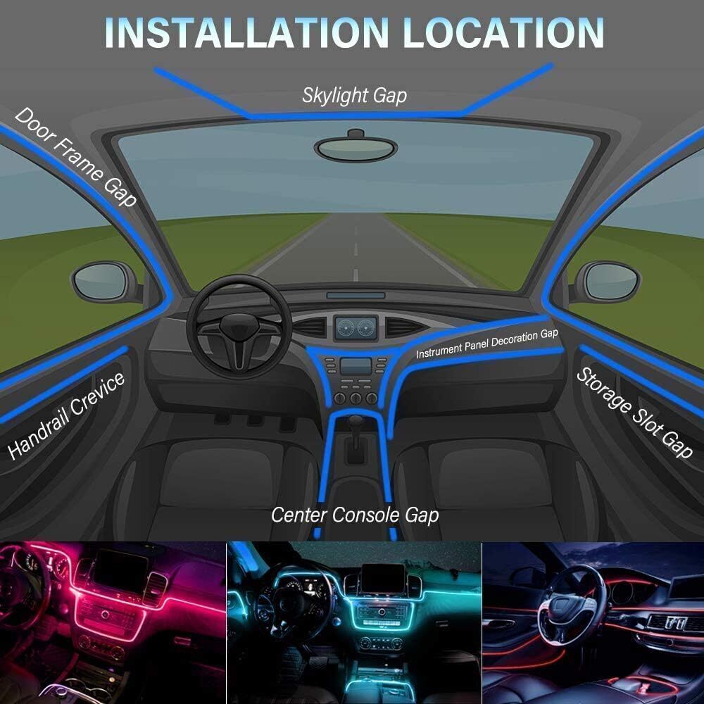 Auto LED Innenbeleuchtung RGB 12V – App Steuerung, 5m Streifen, Musikmodus, Anyi