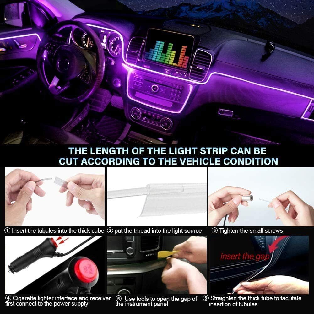 Auto LED Innenbeleuchtung RGB 12V – App Steuerung, 5m Streifen, Musikmodus, Anyi