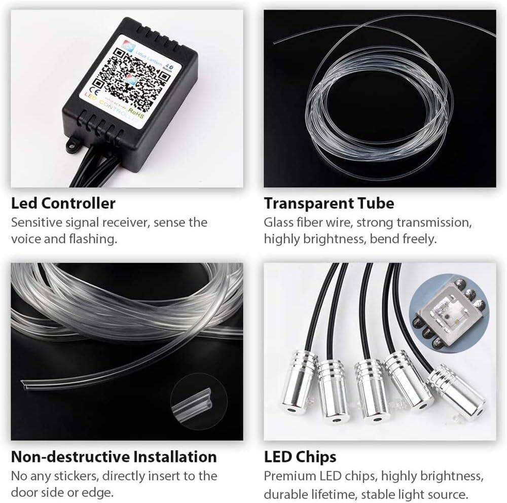 Auto LED Innenbeleuchtung RGB 12V – App Steuerung, 5m Streifen, Musikmodus, Anyi