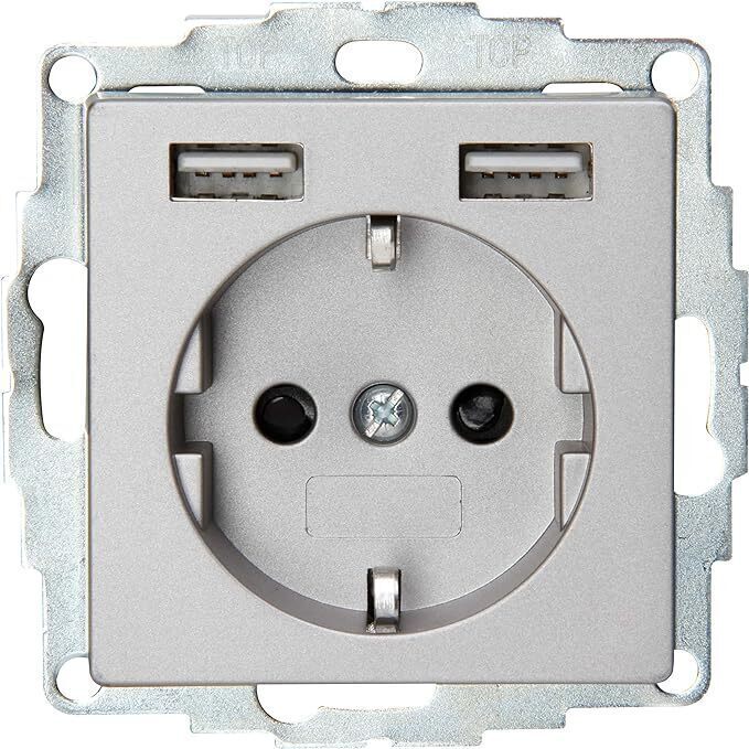 Kopp Athenis Unterputz Schutzkontakt-Steckdose mit 2 USB-Ladebuchsen