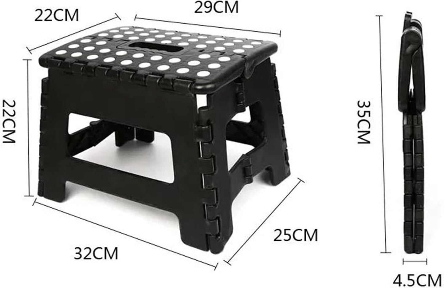 Klappbarer Tritthocker 22 cm – Praktisch, Robust und Platzsparend! Schwarz