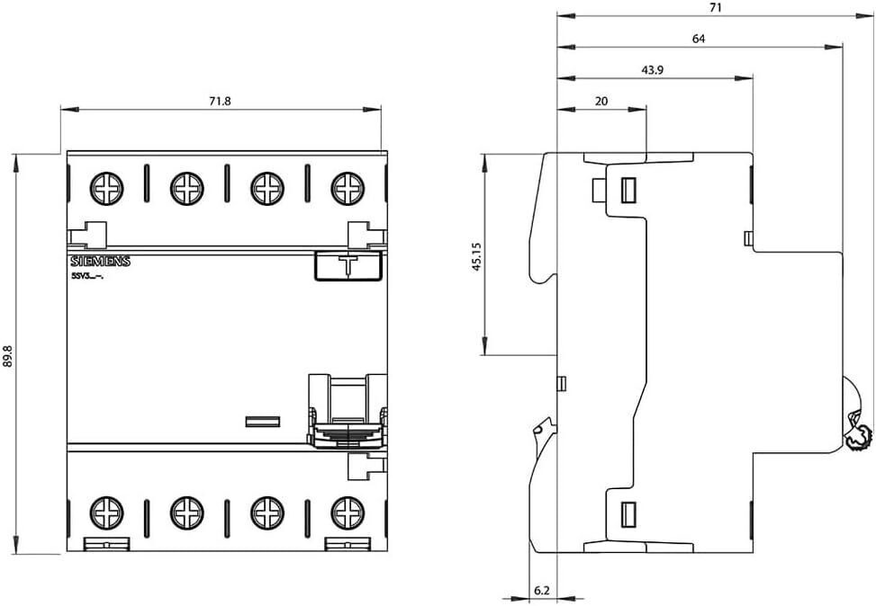 Siemens 5SV33446 Siemens Dig.Industr. FI-Schutzschalter A 4polig 40 A 0.03 A 400