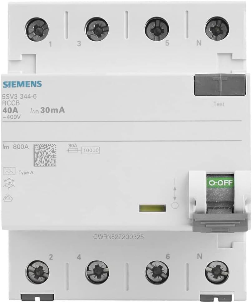 Siemens 5SV33446 Siemens Dig.Industr. FI-Schutzschalter A 4polig 40 A 0.03 A 400