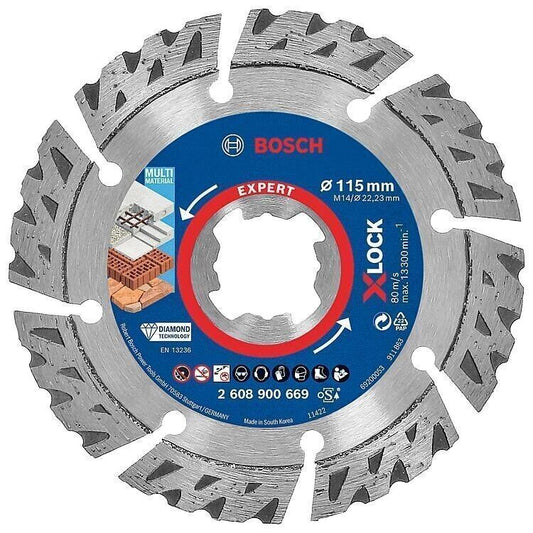 Bosch X-LOCK Diamanttrennscheibe Expert MultiMaterial–115 mm Ø, 22,23 mm Bohrung