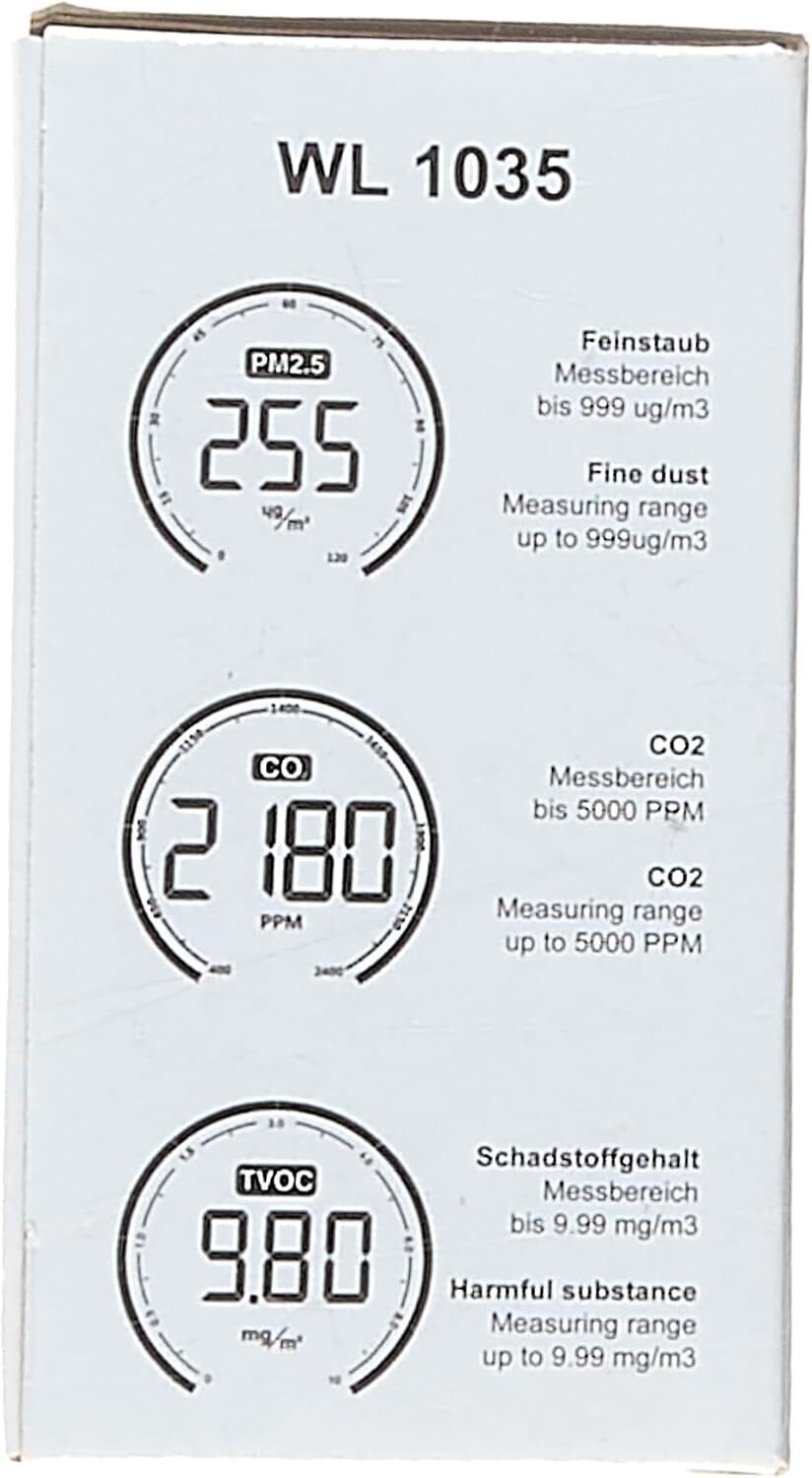 Technoline Luftgütemonitor, farbige Darstellung Co2 und TVOC Konzentration, Anze