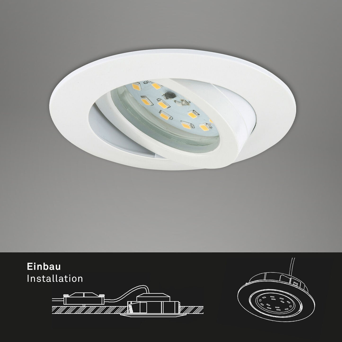 Briloner LED Einbauleuchten schwenkbar 3er-Set dimmbar 6,5 W IP23 Weiß Ø8,2cm