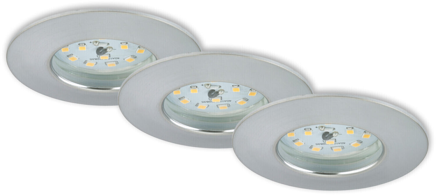 Briloner LED Einbauleuchten Aluminium 3er-Set | Dimmbar, 470LM, 5,5W, IP44, 3000