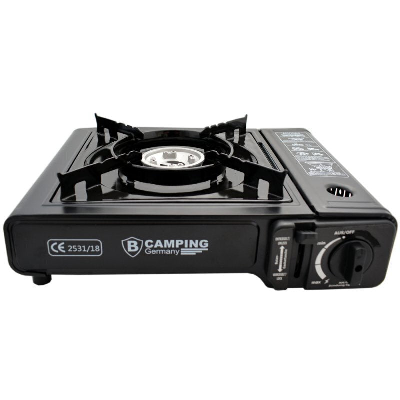 Gaskocher Campingkocher mit Koffer & Sicherheits-System – Piezo-Zündung – 2,1 kW