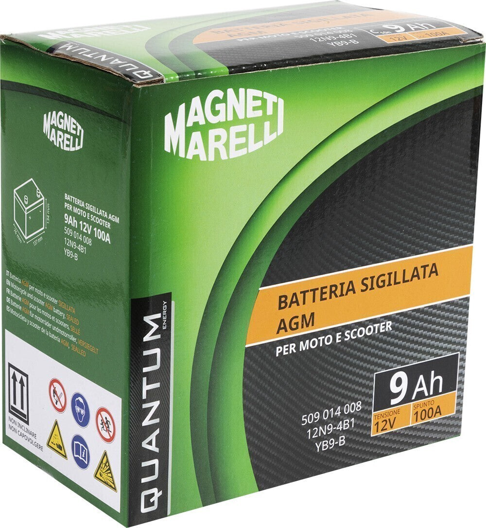 Autobatterie QUANTUM ENERGY Magneti Marelli 12V 9Ah 100A AGM Starterbatterie