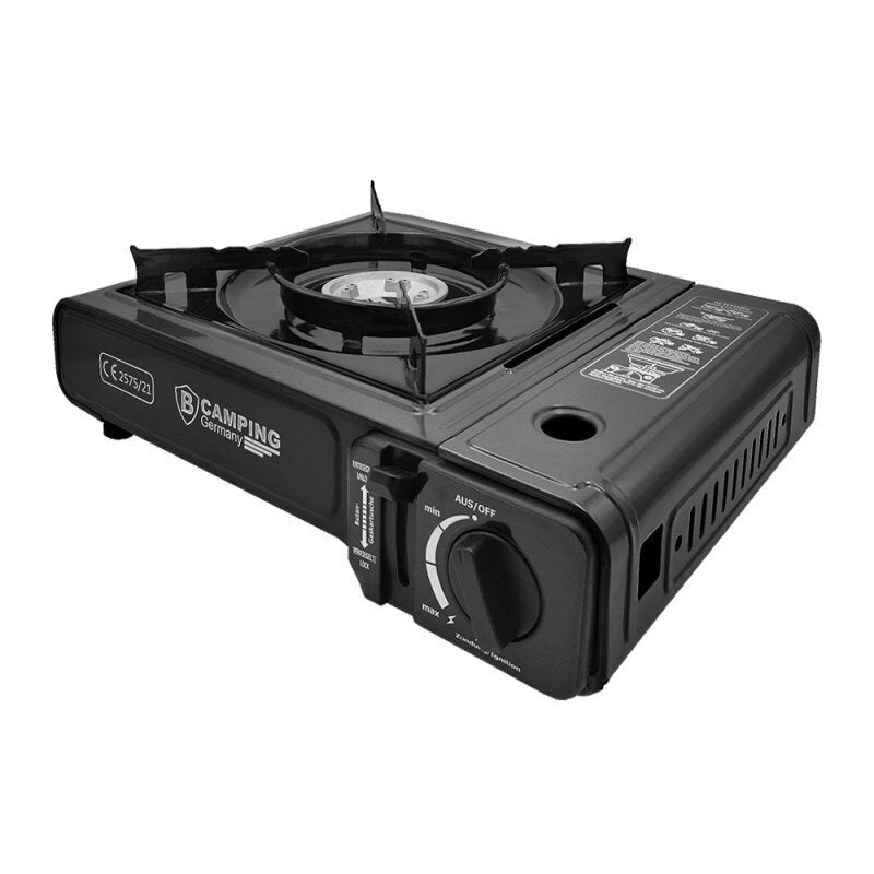 Gaskocher Campingkocher mit Koffer & Sicherheits-System – Piezo-Zündung – 2,1 kW