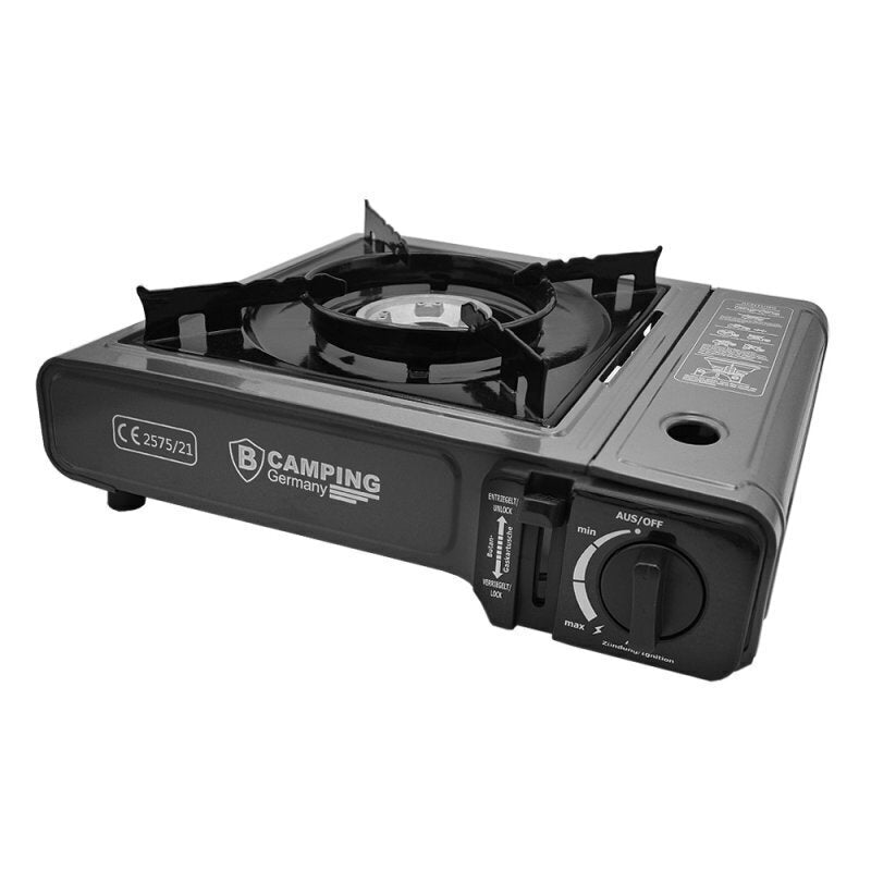 Gaskocher Campingkocher mit Koffer & Sicherheits-System – Piezo-Zündung – 2,1 kW