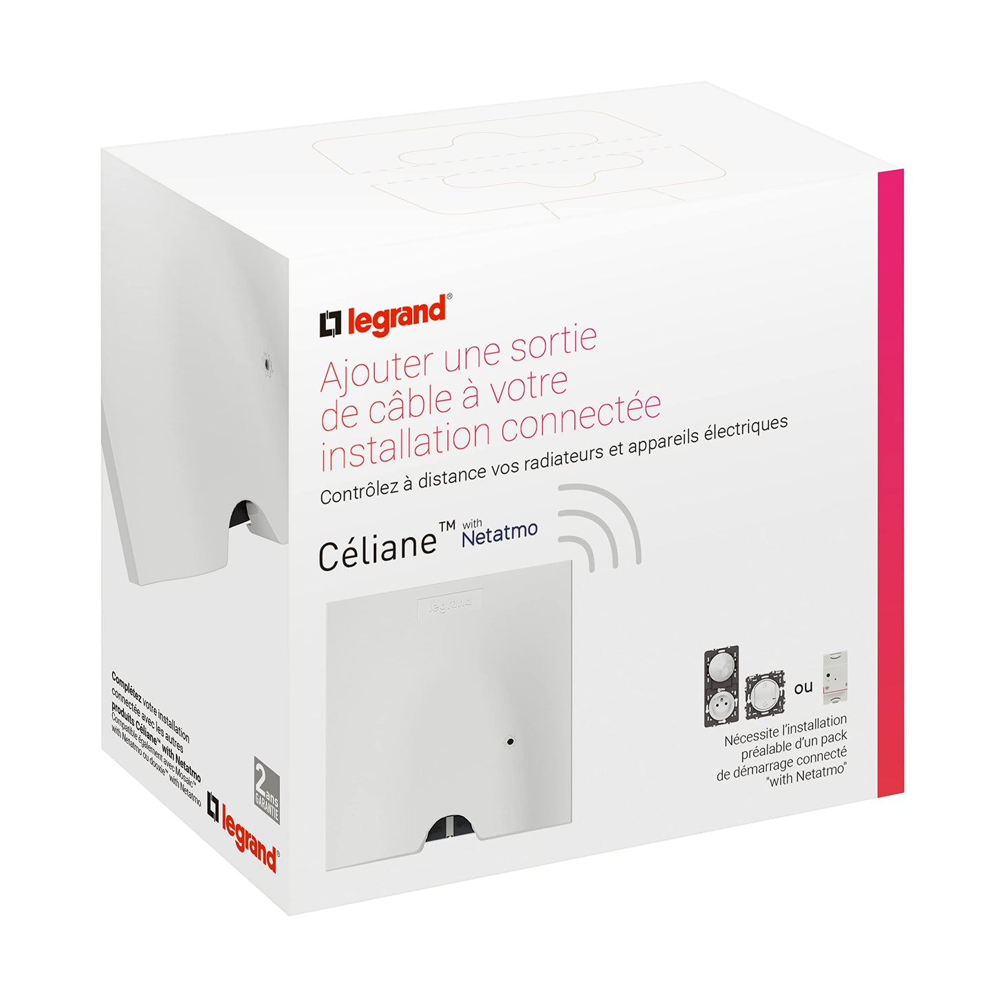 Legrand Kabelausgang mit Netatmo, kompatibel mit kabellosem Treiber, Weiß