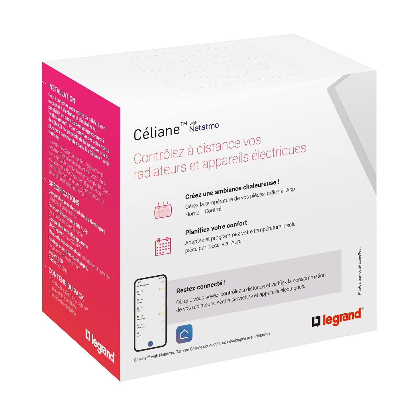 Legrand Kabelausgang mit Netatmo, kompatibel mit kabellosem Treiber, Weiß