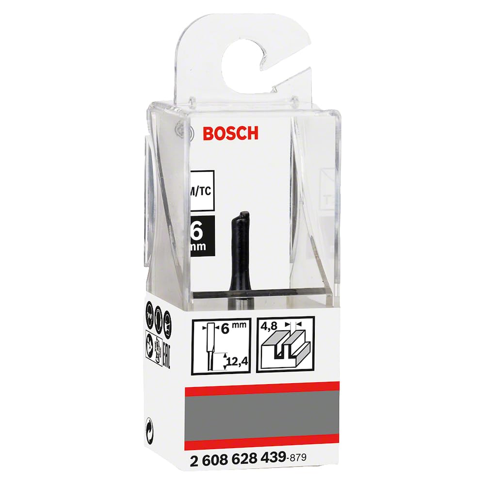 Bosch 1x PRO Nutfräser, gerade, einschneidig (für Weichholz, Sperrholz, Ø 4,8 mm, Professional Zubehör Handfräse, Kantenfräse)