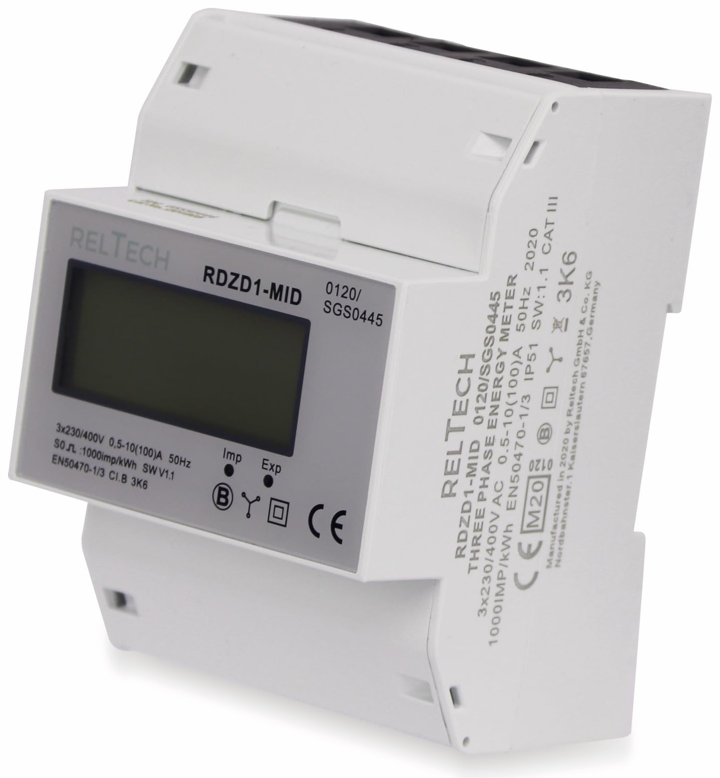 Reltech Drehstromzähler digital RDZD1-MID, 100 A, MID-geeicht, 4 TE