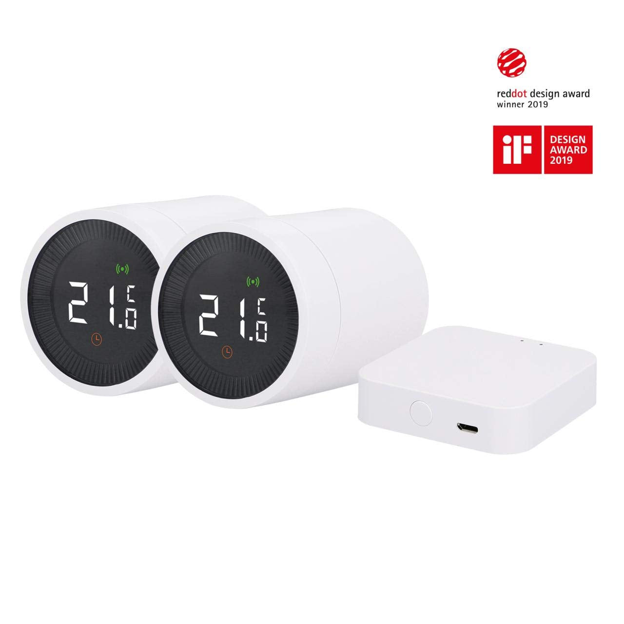 UNITEC Smart Heizkörper-Thermostat Starter Set 2+1 mit LCD Display, kompatibel mit Amazon Alexa und Hey Google
