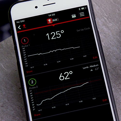 Weber iGrill Mini - intelligentes Fleischthermometer mit Bluetooth inkl. Fühler, Kontrolle per Smartphone App, Magnethalterung am Gehäuse, platzsparend (7220)