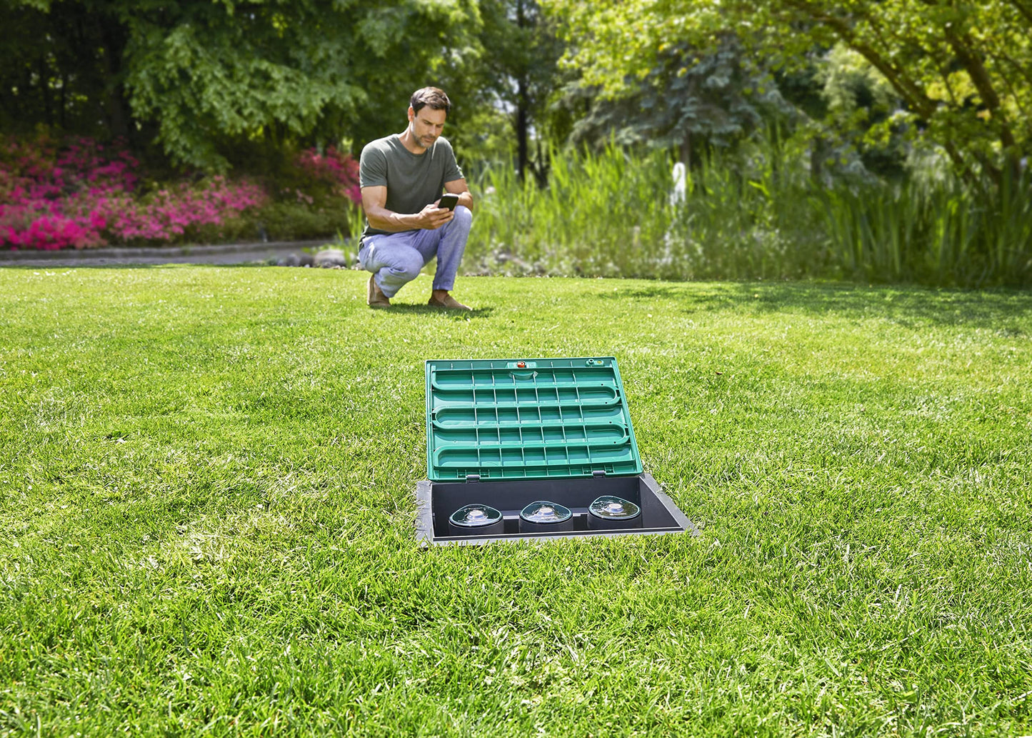 Gardena Bewässerungsventil 9 V: Automatische Bewässerungssteuerung, kabellos, strömungsoptimiert, manuelles Öffnen und Schließen des Ventils (1251-20) 20 x 20 x 30 cm