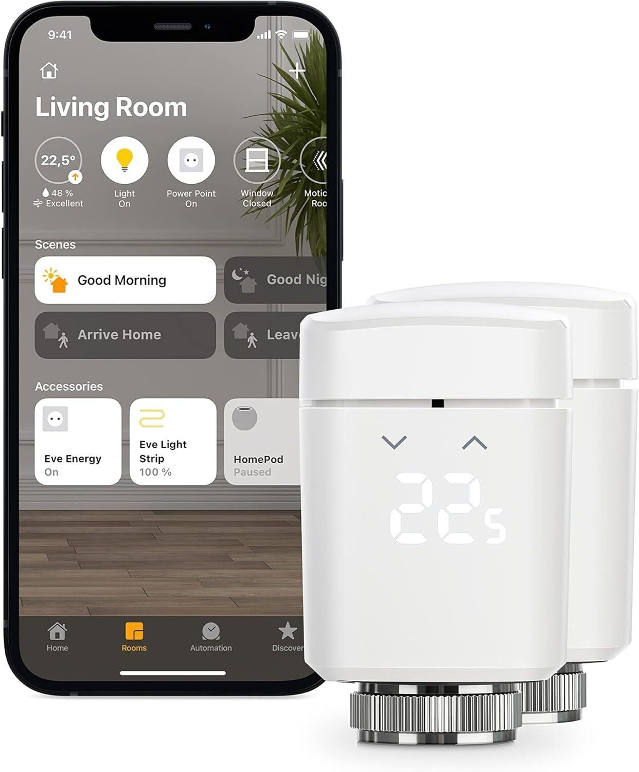 🌡️ Eve Thermo – 2er Set | Smartes Heizkörperthermostat mit LED-Display & Apple