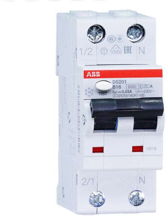 ABB DS201A-B16/0,03 FI/LS-Schalter – Fehlerstrom- und Leitungsschutzschalter