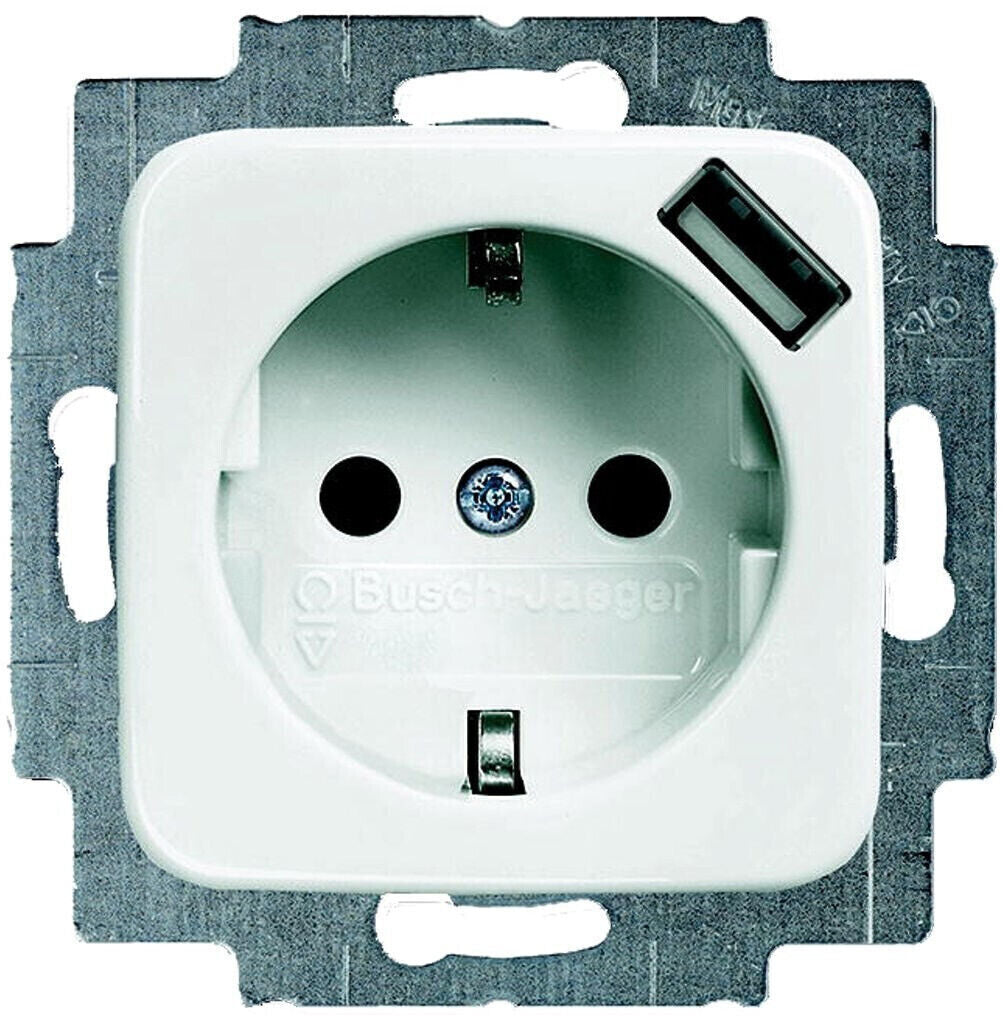Busch-Jaeger 1-fach Steckdose + USB Typ A – 20EUCBUSB-214, alpinweiß