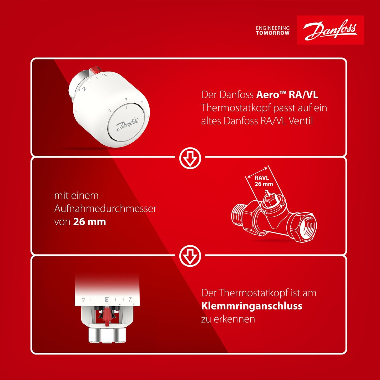 Danfoss Aero RAVL Thermostatischer Sensor mit Fernsensor