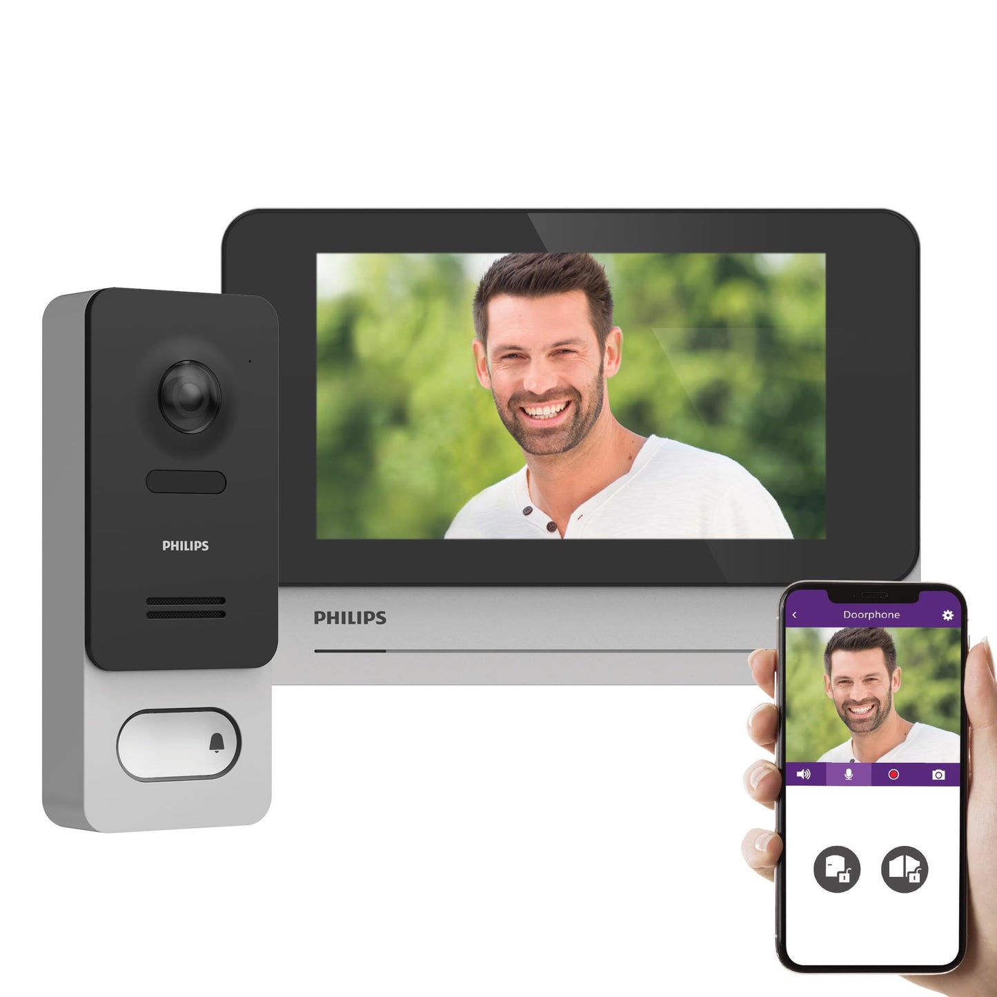Philips - Videotelefon Touchscreen 17,8 cm (7 Zoll), kabellos und verbunden – WelcomeEye Wireless – Philips – Reichweite 350 m – 531039