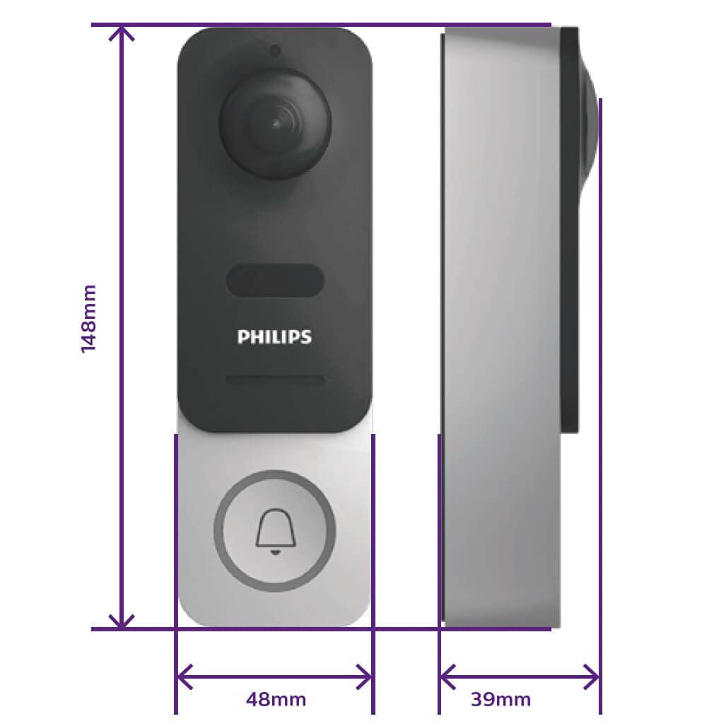 Philips WelcomeEye Link, intelligente Videotürklingel mit Kamera, videosprechanlage , Smartphone-App,WiFi 20 meter , Nachtsicht, 160°-Weitwinkel-Full-HD-Kamera (1080p), batteriebetrieben, 2-Wege-Audio