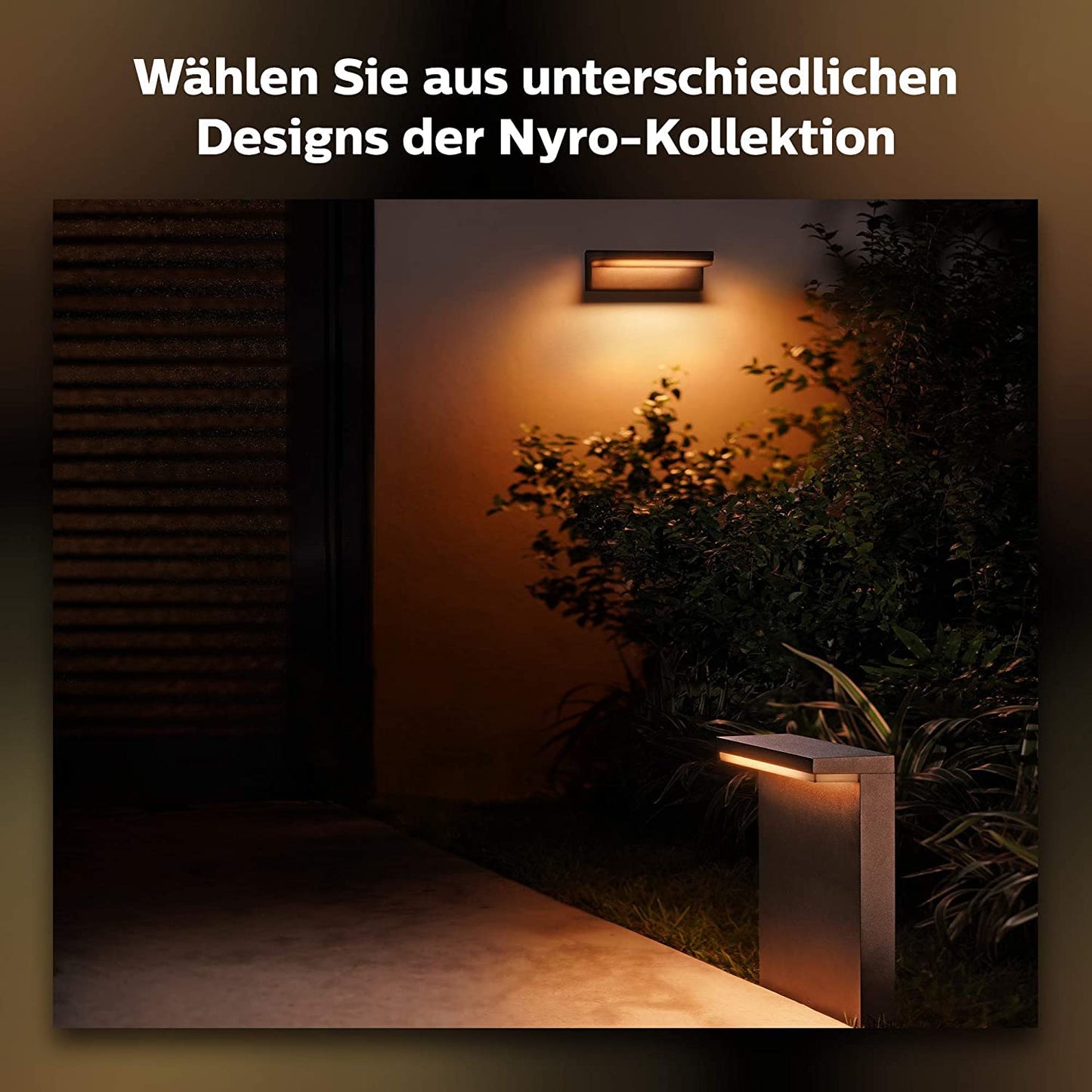 Philips Hue White & Color Ambiance Nyro Wandleuchte Outdoor (1.020 lm), dimmbare Leuchte für das Hue Lichtsystem mit 16 Mio. Farben, smarte Lichtsteuerung über Sprache oder App, silber