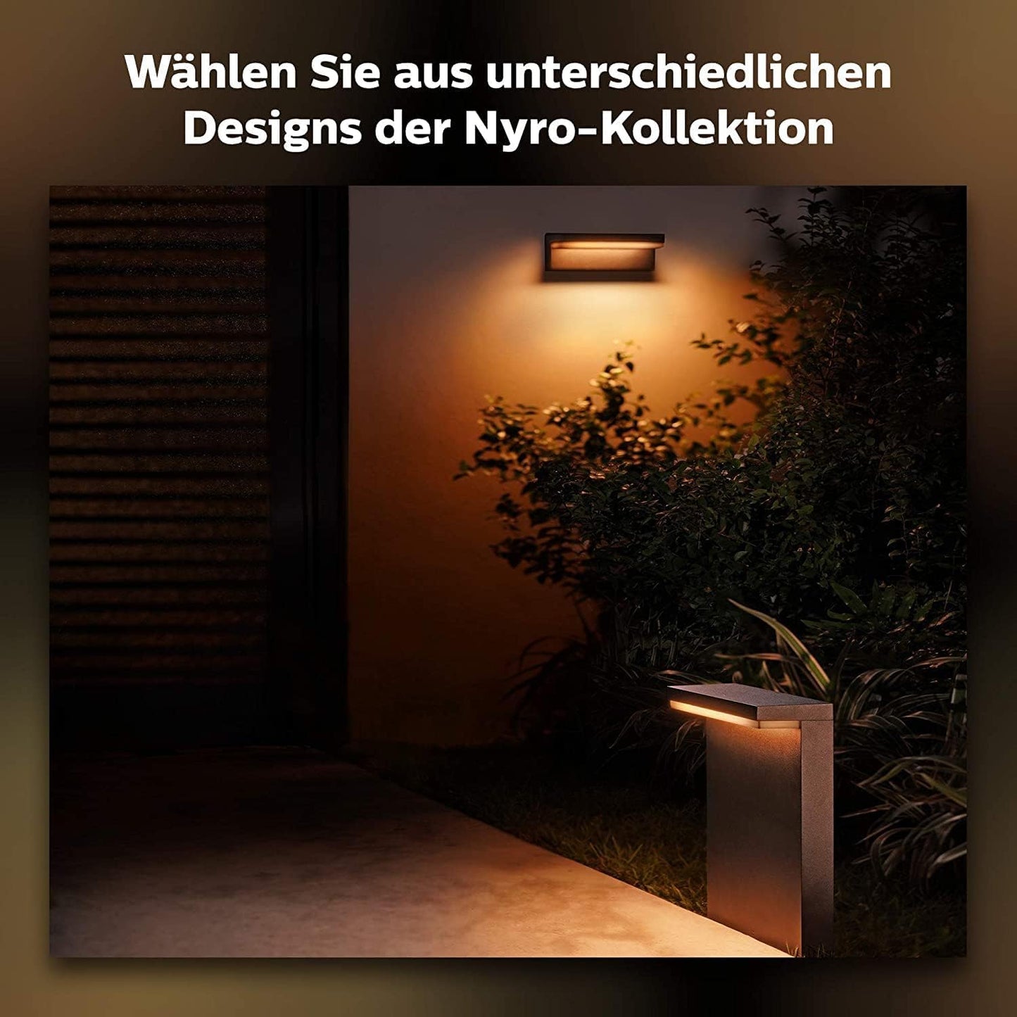Philips Hue White & Color Ambiance Nyro Wandleuchte Outdoor (1.020 lm), dimmbare Leuchte für das Hue Lichtsystem mit 16 Mio. Farben, smarte Lichtsteuerung über Sprache oder App, silber
