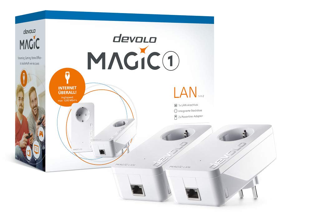 Devolo Magic 1 LAN Starter Kit (1200Mbit, Powerline, 2X GbitLAN, Heimnetz), 8295