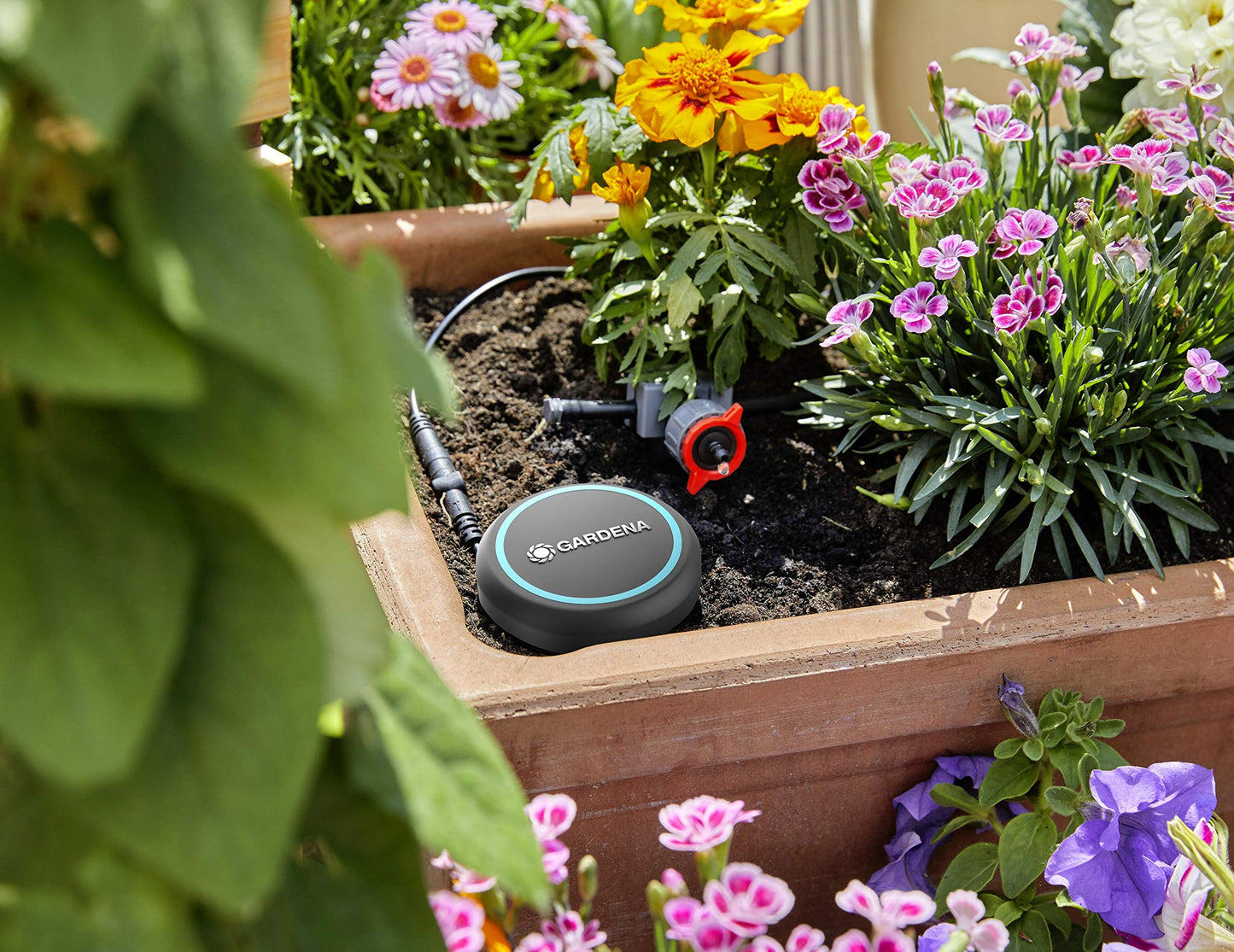 Gardena Bodenfeuchtesensor: Automatische Bewässerung, direkt auf der Rasenfläche einsetzbar, 5 m langes Anschlusskabel, mit Verlängerungskabel erweiterbar (01867-20)