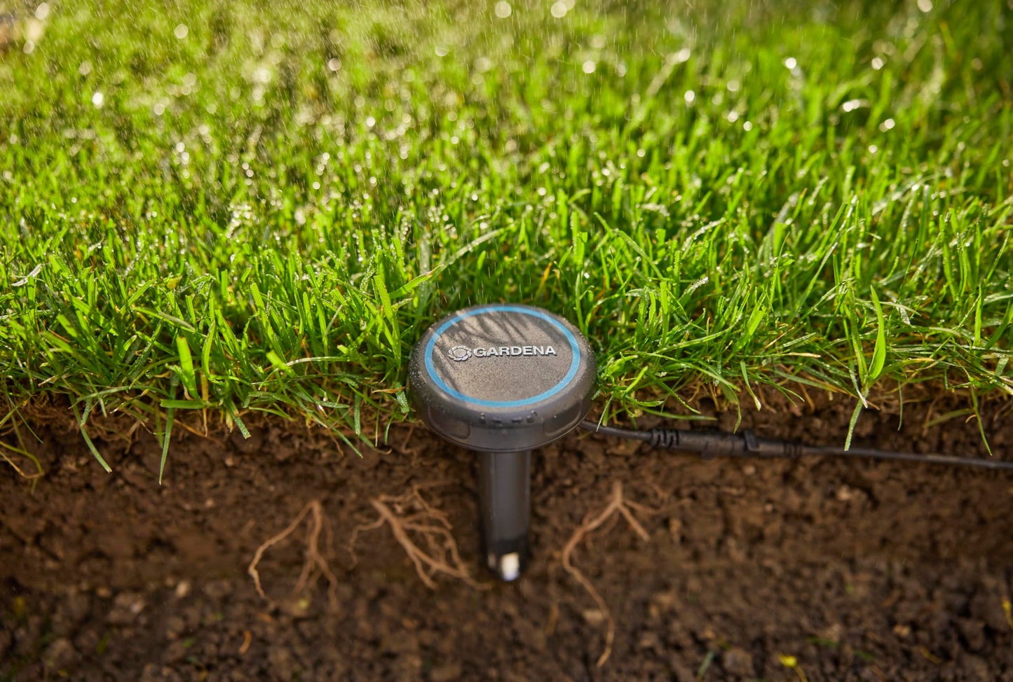 Gardena Bodenfeuchtesensor: Automatische Bewässerung, direkt auf der Rasenfläche einsetzbar, 5 m langes Anschlusskabel, mit Verlängerungskabel erweiterbar (01867-20)