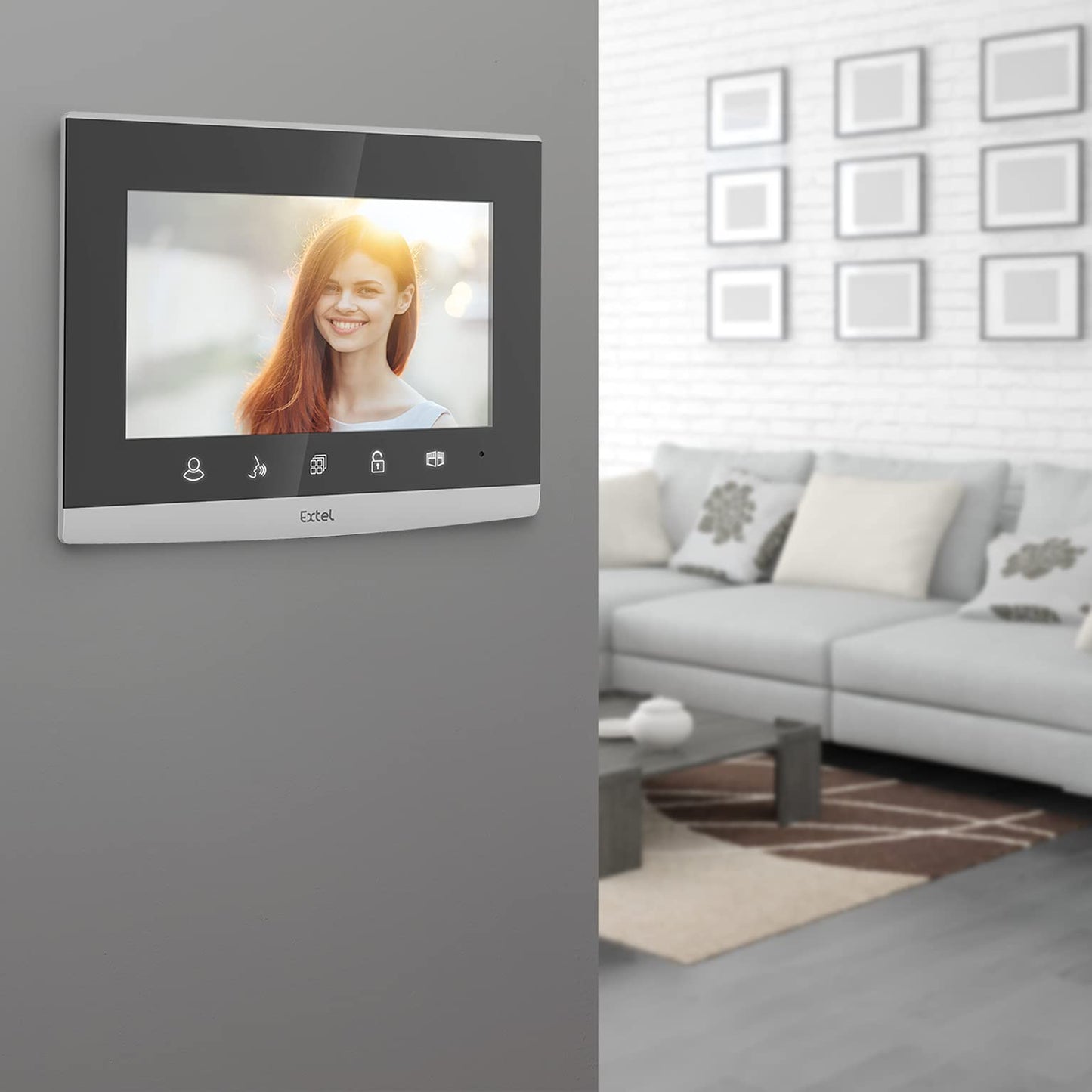 EXTEL Code Video-Türsprechanlage, mit Kamera, mit Codetastatur, 7 Zoll Monitor im Spiegeldesign, 2-Draht-Anschluss, 2-Familienhaus, erweiterbar, einfache Installation, Nachtsicht