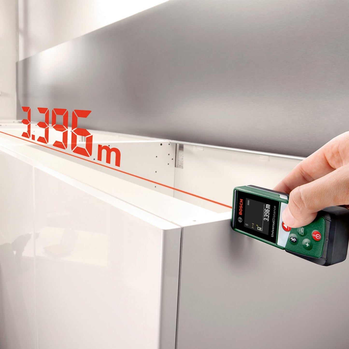 Bosch Laserentfernungsmesser UniversalDistance 50C (Distanz bis 50m präzise messen, Bluetooth-Konnektivität, Messfunktionen, im Karton)