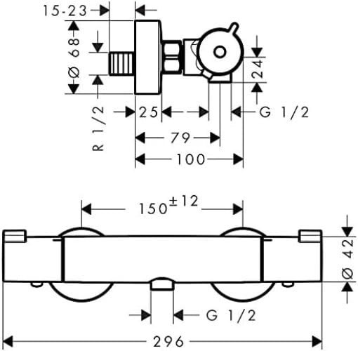 hansgrohe  5656970 MyFox - Duschthermostat Aufputz, Duscharmatur mit Sicherheitssperre (SafetyStop) bei 40° C, Thermostat für die Dusche, Mischbatterie für 1 Verbraucher, Chrom