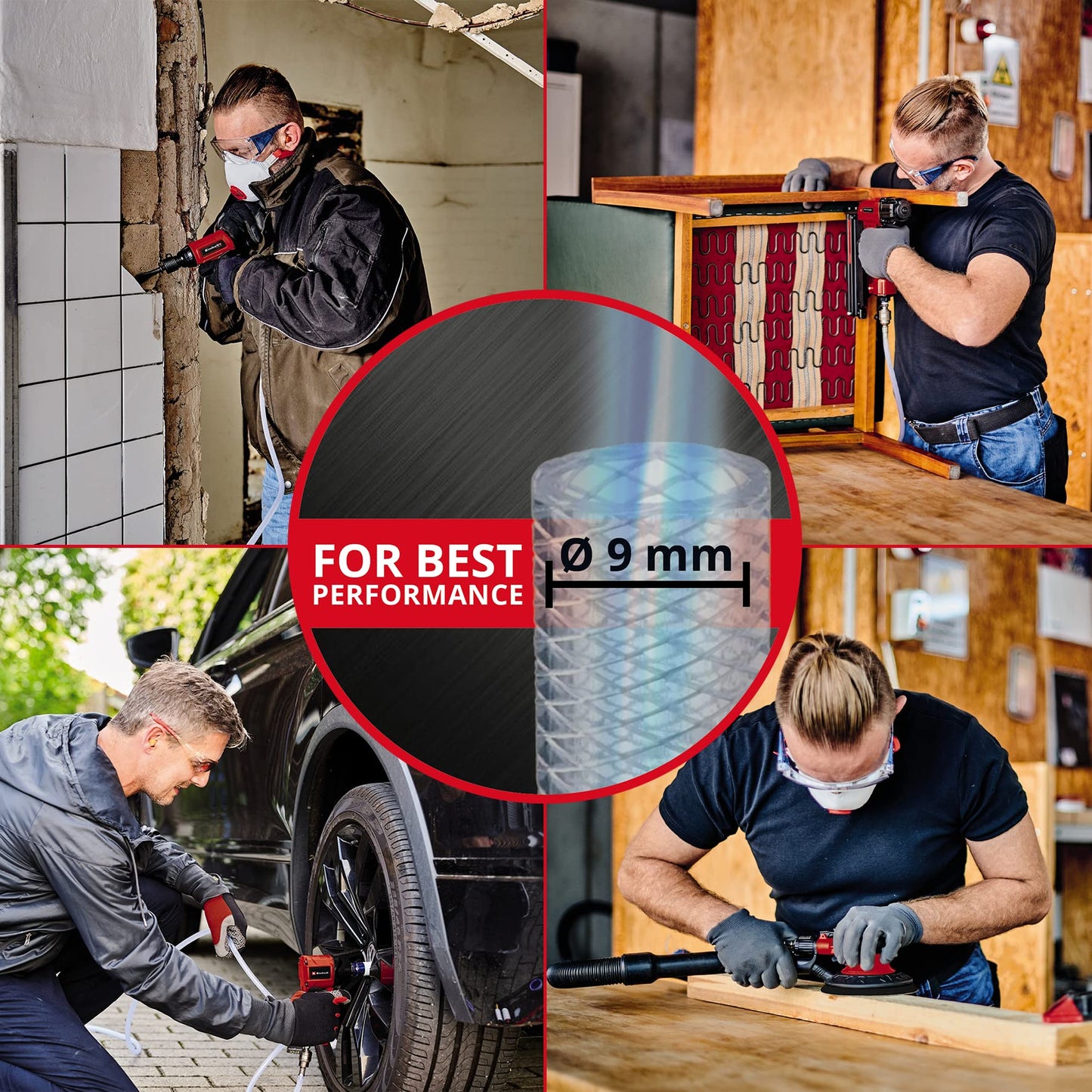 Einhell Druckluft-Schlagschrauber TC-PW 610 (max. Drehmoment 610 Nm, Links-/Rechtslauf, 10 Stecknüsse, Ölflasche (leer), Stecknippel, Verlängerung 125 mm)