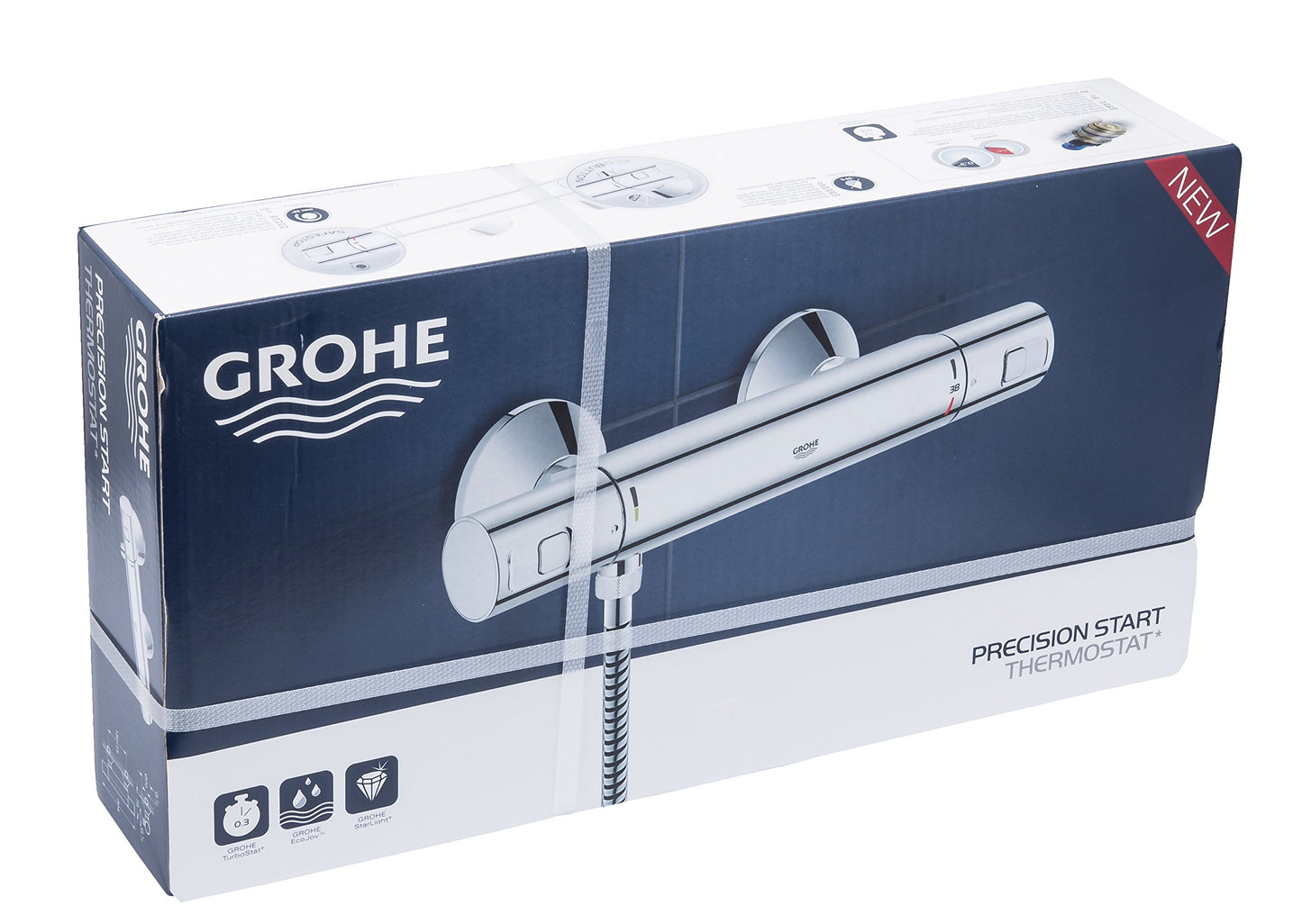 Grohe Precision Start Thermostat-Brausebatterie (DN 15, Wandmontage) chrom, 34594000 Silber