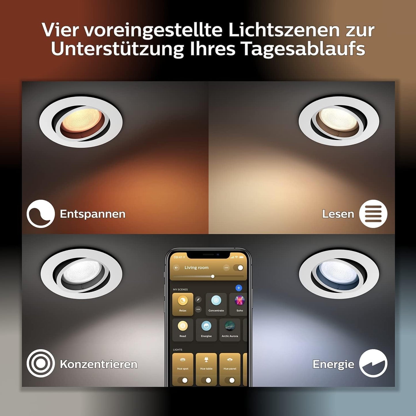 Philips Hue White & Color Ambiance Centura Einbauspot 1er Pack, schwarz 250lm, bis zu 16 Mio. Farben, dimmbar, steuerbar via App, kompatibel mit Amazon Alexa (Echo, Echo Dot), alte Generation