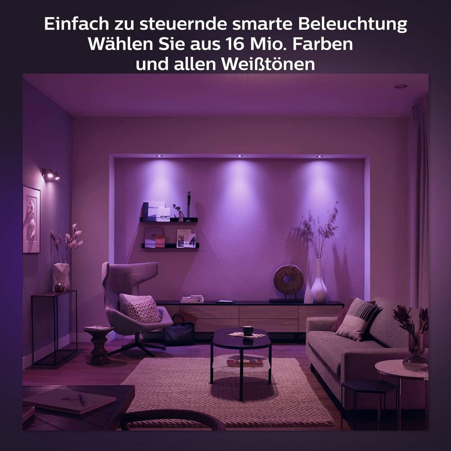 Philips Hue White & Color Ambiance Centura Einbauspot 1er Pack, schwarz 250lm, bis zu 16 Mio. Farben, dimmbar, steuerbar via App, kompatibel mit Amazon Alexa (Echo, Echo Dot), alte Generation