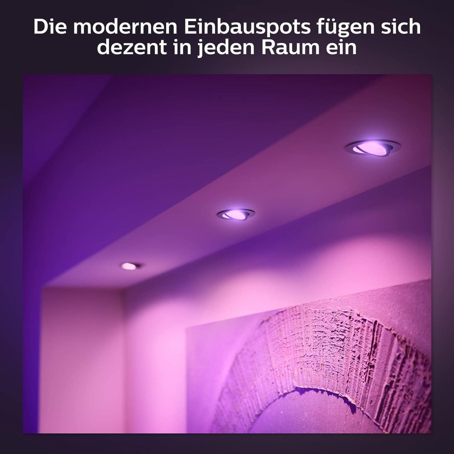 Philips Hue White & Color Ambiance Centura Einbauspot 1er Pack, schwarz 250lm, bis zu 16 Mio. Farben, dimmbar, steuerbar via App, kompatibel mit Amazon Alexa (Echo, Echo Dot), alte Generation