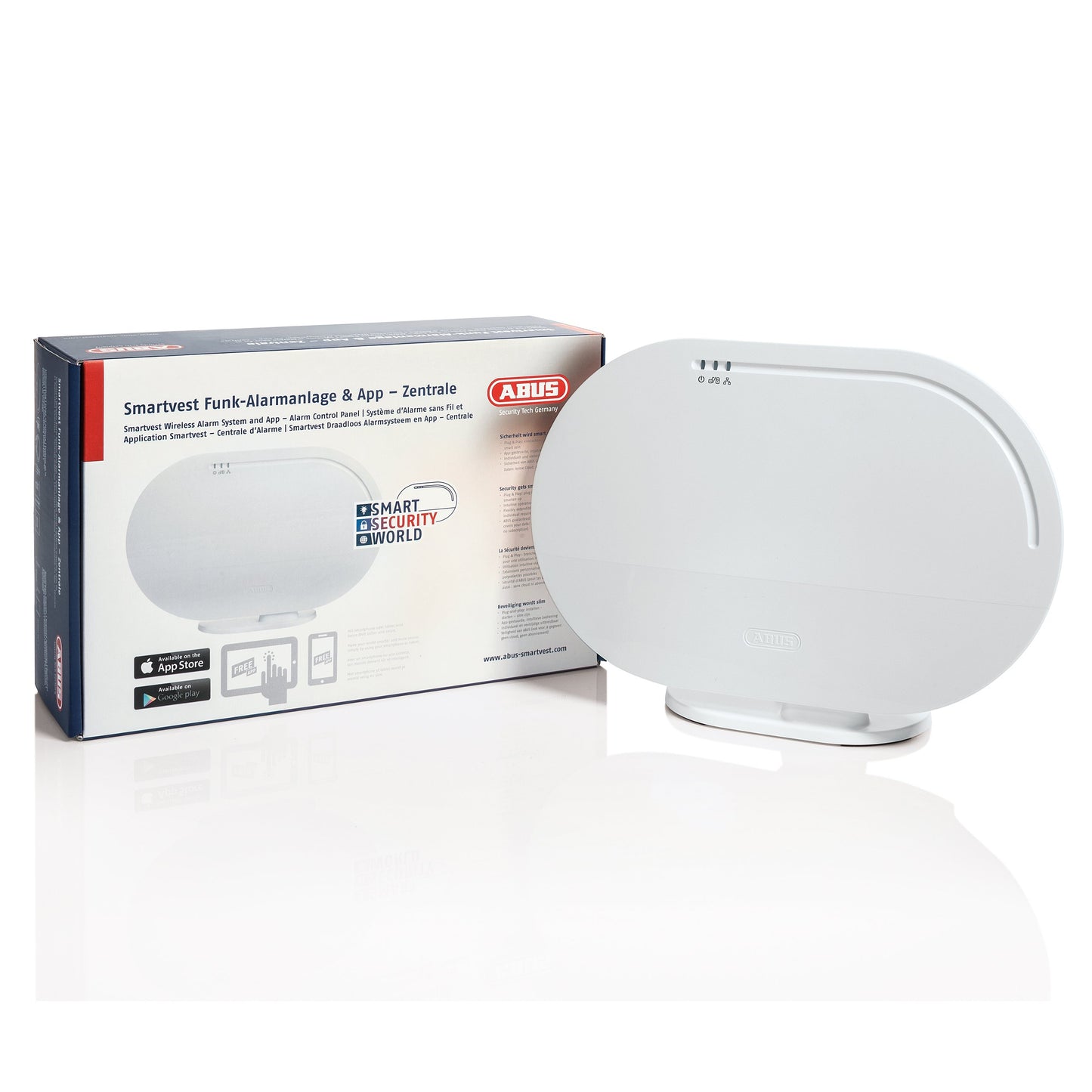 ABUS Funk-Alarmanlage Smartvest Zentrale Einbruchmeldeanlage | erweiterbar | Testsieger | Fernzugriff iOS + Andriod App | weiß | 38828